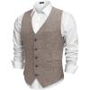 imageCOOFANDY Men Casual Suit Vest Formal Dress Vest Slim Fit Waistcoat Business WeddingLight Khaki