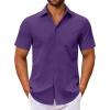 imageCOOFANDY Mens Button Down Shirts Short Sleeve Casual Dress Shirts Untucked Summer Shirt with PocketPurple