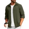 imageCOOFANDY Mens Casual Button Down Shirt Long Sleeve Lightweight Jacket Fashion Textured ShirtsArmy Green