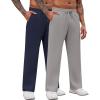 imageCOOFANDY Mens Casual Sweatpants Open Bottom Lounge Pants Drawstring Sweat Pants Joggers with Pockets2 Pack Light GreyNavy Blue