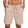 imageCOOFANDY Mens Casual Waffle Shorts Elastic Waist Summer Beach Shorts 7quot Workout Sweat ShortsLight Khaki
