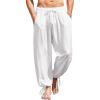imageCOOFANDY Mens Cotton Linen Pants Casual Harem Pants Elastic Waist Beach Boho Yoga Trousers1white