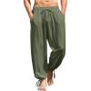 imageCOOFANDY Mens Cotton Linen Pants Casual Harem Pants Elastic Waist Beach Boho Yoga TrousersArmy Green