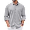 imageCOOFANDY Mens Long Sleeve Button Down Shirt Wrinkle Free Casual Shirt for Men Untucked Shirts with Pocket for WeddingLight Grey