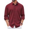 imageCOOFANDY Mens Long Sleeve Button Down Shirt Wrinkle Free Casual Shirt for Men Untucked Shirts with Pocket for WeddingWine Red
