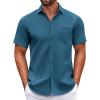 imageCOOFANDY Mens Short Sleeve Casual Button Down Shirts Summer Untucked Dress Shirts with PocketMidnight Blue