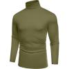 imageCOOFANDY Mens Slim Fit Basic Turtleneck TShirt Long Sleeve Solid T Shirts Casual Knit Pullover Thermal Tops1 Pack Army Green