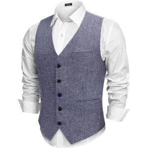 imageCOOFANDY Men Casual Suit Vest Formal Dress Vest Slim Fit Waistcoat Business WeddingBlue Purple