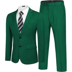 imageCOOFANDY Mens 2 Piece Suits Classic Fit 2 Button Dress Suits Tuxedo Jacket Blazer for Wedding Business Dinner PromGreen