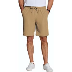 imageCOOFANDY Mens Casual Drawstring Shorts Lightweight Elastic Waist Walking Shorts with PocketsKhaki