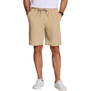 imageCOOFANDY Mens Casual Drawstring Shorts Lightweight Elastic Waist Walking Shorts with PocketsLight Khaki