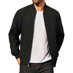 imageCOOFANDY Mens Casual Varsity Jacket Vintage Lightweight Bomber Jackets Zip Up Fashion CoatBlack