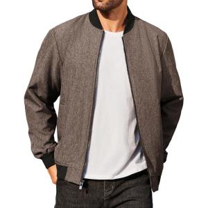 imageCOOFANDY Mens Casual Varsity Jacket Vintage Lightweight Bomber Jackets Zip Up Fashion CoatBrown