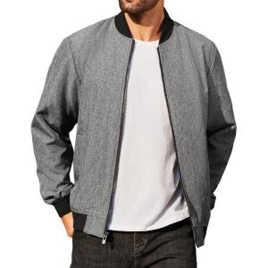imageCOOFANDY Mens Casual Varsity Jacket Vintage Lightweight Bomber Jackets Zip Up Fashion CoatGray