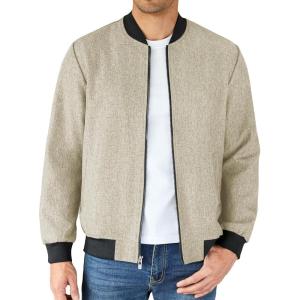 imageCOOFANDY Mens Casual Varsity Jacket Vintage Lightweight Bomber Jackets Zip Up Fashion CoatLight Khaki