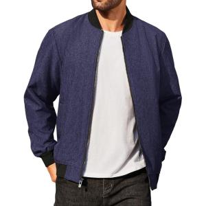 imageCOOFANDY Mens Casual Varsity Jacket Vintage Lightweight Bomber Jackets Zip Up Fashion CoatNavy Blue