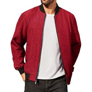 imageCOOFANDY Mens Casual Varsity Jacket Vintage Lightweight Bomber Jackets Zip Up Fashion CoatWine Red