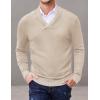 imageCOOFANDY Men Casual Knitted Sweaters Shawl Collar Dress Sweater Long Sleeve VNeck Pullover TopsApricot