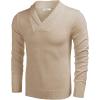 imageCOOFANDY Men Casual Knitted Sweaters Shawl Collar Dress Sweater Long Sleeve VNeck Pullover TopsApricot