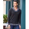 imageCOOFANDY Men Casual Knitted Sweaters Shawl Collar Dress Sweater Long Sleeve VNeck Pullover TopsBlack