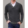 imageCOOFANDY Men Casual Knitted Sweaters Shawl Collar Dress Sweater Long Sleeve VNeck Pullover TopsDark Grey