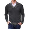 imageCOOFANDY Men Casual Knitted Sweaters Shawl Collar Dress Sweater Long Sleeve VNeck Pullover TopsDark Grey