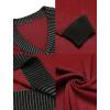 imageCOOFANDY Men Casual Knitted Sweaters Shawl Collar Dress Sweater Long Sleeve VNeck Pullover TopsRed