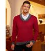 imageCOOFANDY Men Casual Knitted Sweaters Shawl Collar Dress Sweater Long Sleeve VNeck Pullover TopsRed