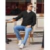imageCOOFANDY Men Henley Knit Sweater Dress Long Sleeve Button Pullover Sweater Casual Sweater Lightweight Slim Fit TopsBlack
