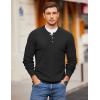imageCOOFANDY Men Henley Knit Sweater Dress Long Sleeve Button Pullover Sweater Casual Sweater Lightweight Slim Fit TopsBlack