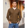 imageCOOFANDY Men Henley Knit Sweater Dress Long Sleeve Button Pullover Sweater Casual Sweater Lightweight Slim Fit TopsBrown