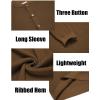 imageCOOFANDY Men Henley Knit Sweater Dress Long Sleeve Button Pullover Sweater Casual Sweater Lightweight Slim Fit TopsBrown