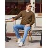 imageCOOFANDY Men Henley Knit Sweater Dress Long Sleeve Button Pullover Sweater Casual Sweater Lightweight Slim Fit TopsBrown
