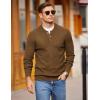 imageCOOFANDY Men Henley Knit Sweater Dress Long Sleeve Button Pullover Sweater Casual Sweater Lightweight Slim Fit TopsBrown
