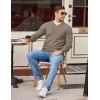 imageCOOFANDY Men Henley Knit Sweater Dress Long Sleeve Button Pullover Sweater Casual Sweater Lightweight Slim Fit TopsBrown and Grey