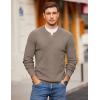 imageCOOFANDY Men Henley Knit Sweater Dress Long Sleeve Button Pullover Sweater Casual Sweater Lightweight Slim Fit TopsBrown and Grey