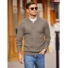 imageCOOFANDY Men Henley Knit Sweater Dress Long Sleeve Button Pullover Sweater Casual Sweater Lightweight Slim Fit TopsBrown and Grey
