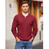 imageCOOFANDY Men Henley Knit Sweater Dress Long Sleeve Button Pullover Sweater Casual Sweater Lightweight Slim Fit TopsDeep Red
