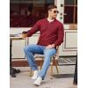 imageCOOFANDY Men Henley Knit Sweater Dress Long Sleeve Button Pullover Sweater Casual Sweater Lightweight Slim Fit TopsDeep Red