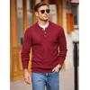 imageCOOFANDY Men Henley Knit Sweater Dress Long Sleeve Button Pullover Sweater Casual Sweater Lightweight Slim Fit TopsDeep Red