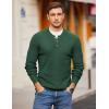 imageCOOFANDY Men Henley Knit Sweater Dress Long Sleeve Button Pullover Sweater Casual Sweater Lightweight Slim Fit TopsGreen
