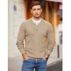 imageCOOFANDY Men Henley Knit Sweater Dress Long Sleeve Button Pullover Sweater Casual Sweater Lightweight Slim Fit TopsKhaki