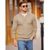 imageCOOFANDY Men Henley Knit Sweater Dress Long Sleeve Button Pullover Sweater Casual Sweater Lightweight Slim Fit TopsKhaki