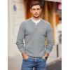 imageCOOFANDY Men Henley Knit Sweater Dress Long Sleeve Button Pullover Sweater Casual Sweater Lightweight Slim Fit TopsLight Grey