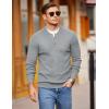 imageCOOFANDY Men Henley Knit Sweater Dress Long Sleeve Button Pullover Sweater Casual Sweater Lightweight Slim Fit TopsLight Grey