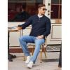 imageCOOFANDY Men Henley Knit Sweater Dress Long Sleeve Button Pullover Sweater Casual Sweater Lightweight Slim Fit TopsNavy Blue