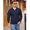 imageCOOFANDY Men Henley Knit Sweater Dress Long Sleeve Button Pullover Sweater Casual Sweater Lightweight Slim Fit TopsNavy Blue
