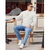 imageCOOFANDY Men Henley Knit Sweater Dress Long Sleeve Button Pullover Sweater Casual Sweater Lightweight Slim Fit TopsWhite