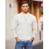imageCOOFANDY Men Henley Knit Sweater Dress Long Sleeve Button Pullover Sweater Casual Sweater Lightweight Slim Fit TopsWhite