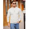 imageCOOFANDY Men Henley Knit Sweater Dress Long Sleeve Button Pullover Sweater Casual Sweater Lightweight Slim Fit TopsWhite